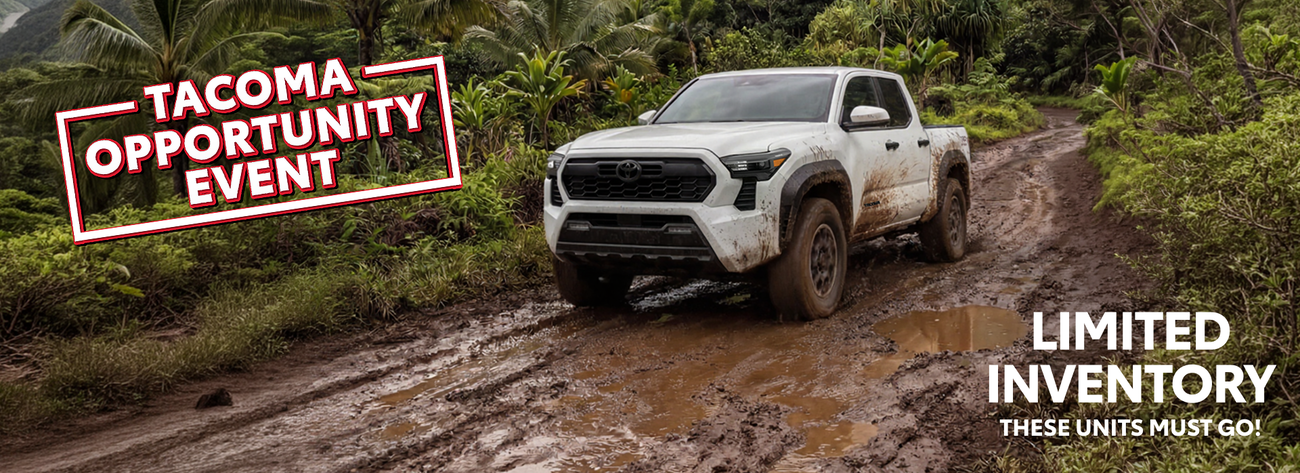 Take advantage of our Tacoma Opportunity Event and save thousands off MSRP on select new Tacomas