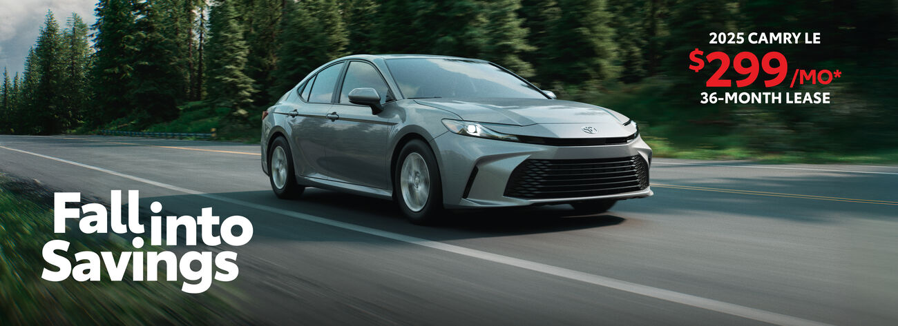 Lease a new 2025 Camry LE for just $299 per month.
