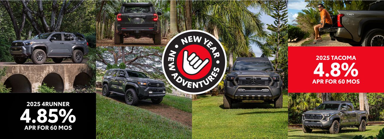 Start the new year with special rates on a new 2025 Tacoma or 4Runner.