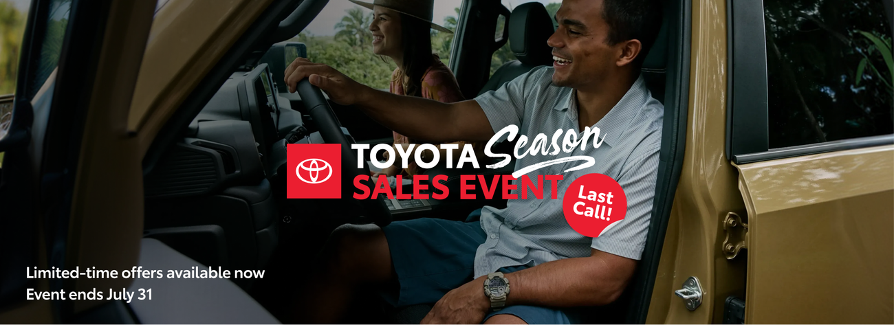 Our Toyota Season Sale Event is on now until the end of the month. Shop our special offers.