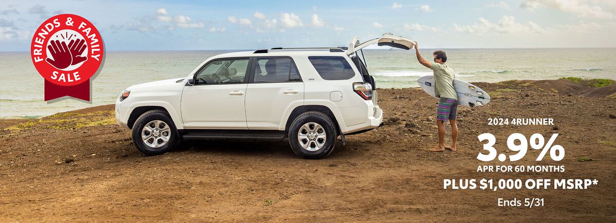 3.9% APR for 60 months PLUS $1,000 off on a 2024 4Runner.