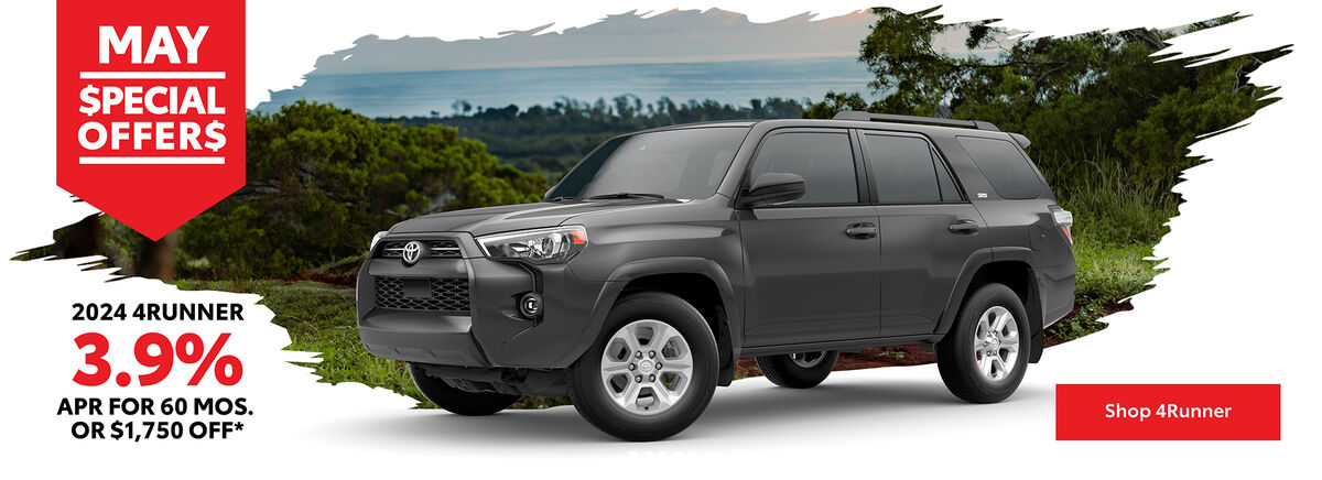 3.9% APR for 60 months or $1,750 off on a 2024 4Runner.